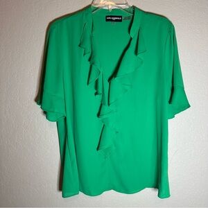 Karl Lagerfeld Vibrant Green Ruffle Top